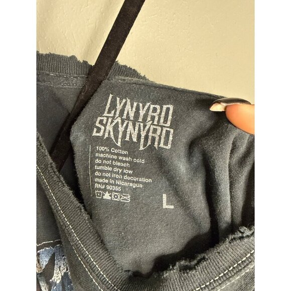 Lynyrd Skynyrd Unisex Large Tie Dye Eagle Distressed USA Flag Oversized - Picture 3 of 6